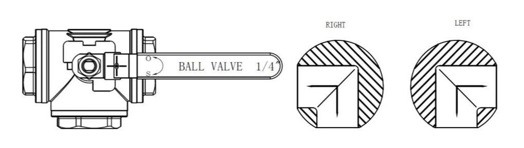 3 Way L-Port Ball Valve Flow Direction Drawing