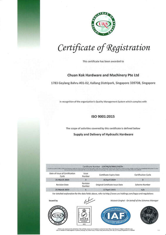 Chuan Kok's ISO Certificate