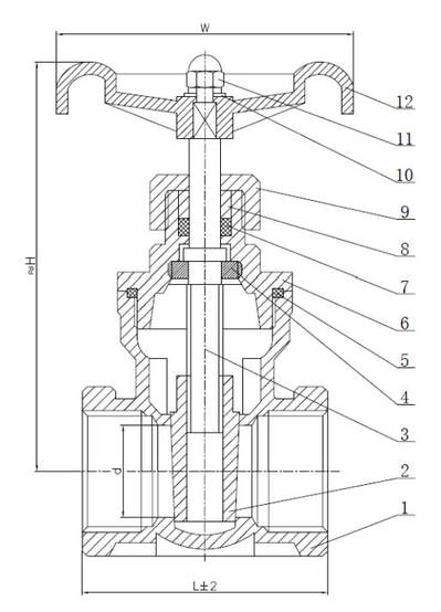 Threaded End SS316 Gate Valve 200PSI Drawing
